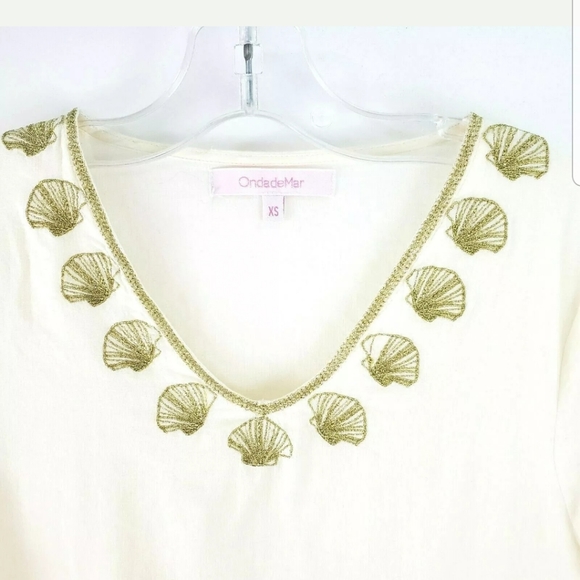 OndadeMar Girl's Cover-up Cream Gold Seashells XS - Picture 2 of 5